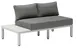 G & A 8404-L Ravello Lounge Sofa Seat, Indoor/Outdoor Use, Grey Cushions, Synthetic White Wash Teak with Grey Aluminum Frame, Left Side Table, Nylon Floor Glides 1 image