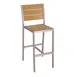 G & A 8816 Sol Barstool, Synthetic Teak Ladder Back & Seat, Armless, Aluminum Frame 1 image