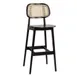 G & A 9616-PS Barstool – Black Beechwood Frame, Cane Wood Mesh Back, Upholstered Seat, Plastic Glides 1 image
