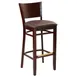G & A 9629 Contempo Barstool, European Beechwood Frame, Walnut Finish, Upholstered Padded Seat, Square Wood Back, Footrest, Mortise and Tenon Construction 1 image
