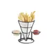 GET 4-361742 Fry Cone Basket, 5" Dia. x 7"H, Iron Powder Coated, Black, with 2 Condiment Cup Holders 1 image