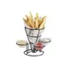 GET 4-361843 Fry Cone Basket, 5" Dia. x 7"H, Iron Powder Coated, Black, with 3 Condiment Cup Holders 1 image