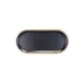 GET B251127-GLDB Plate, 12-5/8"L x 5-7/8"W x 3/4"H, Oval Melamine, Black with Gold Rim 1 image