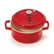 GET CA-002-RW/CC Heiss Mini Bistro Pot, 8oz, 4-1/4" Dia × 1-3/4" H, Red/White, Enamel Aluminum, 500°F 1 image