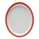 GET PA1602807812 Oval Porcelain Platter, 13" X 11", Narrow Rim, Rolled Edge, Blue Edge - 1 Dozen 1 image