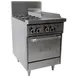 Garland US Range GF24-2G12L 24" Gas Restaurant Range w/ (2) Open Burners, 12" Griddle with Thermostatic Controls, (1) Space Saver Oven, 102.000 BTU  1 image