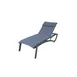 Grosfillex UT022288 Sunset Comfort Stackable Chaise Lounge, Madras Blue Sling, Volcanic Black Resin Frame, Recessed Wheels 1 image