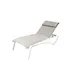 Grosfillex UT024096 Sunset Comfort Stackable Chaise Lounge, Sling Style, Resin Frame, Glacier White, Beige Fabric 1 image