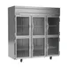 Beverage Air HF3HC-1HG 78" 3-Section Reach-In Freezer, 6 Half Glass Doors, Top Mount, 69.1 cu. ft., Stainless Steel Front 1 image