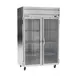 Beverage Air HFPS2HC-1G 52" 2-Section Glass Door Reach-In Freezer, Top Mounted, 46.29 cu. ft., Stainless Steel 1 image