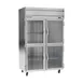 Beverage Air HFPS2HC-1HG 52" 4-Half Glass Door 2-Section Reach-In Freezer, Top Mounted, 46.29 cu. ft., Stainless Steel 1 image
