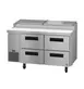 Hoshizaki PR60B-D4 60" 2-Section Refrigerated Pizza Prep Table w/ 4 Drawers, (8) 1/3 Size Pans 1 image