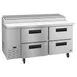 Hoshizaki PR67A-D4 67" 2-Section Refrigerated Pizza Prep Table w/ 4 Drawers, (9) 1/3 Size Pans 2 image