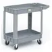 Hubert 28762 Grey 3-Shelf Plastic Small Utility Tub Cart w/ Handle - 31"L x 17 1/3"W x 33 1/2"H 1 image