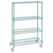 Hubert 29971 Mobile 4-Shelf Green Epoxy Mobile Wire Shelving Unit - 48"W x 24"D x 78"H 1 image