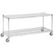 Hubert 31409 NSF Chrome Plated Steel 2-Shelf Wire Station Cart - 72" x 24" x 34 1/2" 1 image
