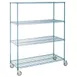 Hubert 31586 Mobile 4-Shelf Green Epoxy Mobile Wire Shelving - 60"L x 24"W x 78"H 1 image