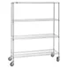 Hubert 64167 NSF 4-Shelf Chrome-Plated Mobile Wire Shelving Unit - 60"W x 18"D x 78"H 1 image