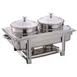 Hubert 69567 Soup Chafer - 2-2/5" x 13-4/5" x 14" H, Steel, Two 4-4/5 qt Containers, Water Pan 1 image