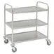Hubert 71123 Large 3-Shelf Stainless Steel Trolley Cart - 33-9/10" X 21-1/10" X 36"H,  1 image