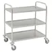 Hubert 74052 Medium 3-Shelf Stainless Steel Trolley Cart - 31-9/10" X 17-9/10" X 33-5/8"H 1 image