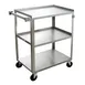 Hubert 76725 3-Shelf Stainless Steel Utility Cart - 27-1/2" x 16-3/4" x 32" 1 image