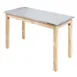 Hubert 77979 Rectangular Nesting Table, 40" x 30" x 32"H, Galvanized Metal Top, Poplar Wood Frame, Light Oak Finish 1 image