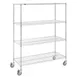 Hubert 85318 4-Shelf Chrome-Plated Mobile Wire Shelving Unit - 60"W x 24"D x 78"H 1 image