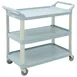 Hubert 93163 Light Blue Plastic 3-Shelf Small Transport Utility Cart - 33"L x 16 13/16"W x 37"H 1 image