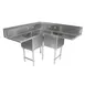 John Boos 3PBCS184-2D36 76" 3 Compartment Corner Sink, 18"W x 18"L Bowl - Stainless Steel 1 image
