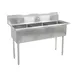 John Boos E3S8-1620-12 53" Three Compartment Sink, 16"W x 20"L Bowl Without Drainboard 1 image