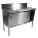 John Boos EBSS4R5-24120 Cabinet Base with Sliding Doors Work Table, 120"W x 24"D / Backsplash  1 image
