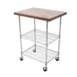 John Boos MET-WWC-1 Metropolitan 2-Shelf Chrome Wire Utility Cart w/ Walnut Wood Top 1 image