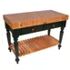 John Boos RN-LR04-SSL Rouge et Noir Le Rustica Utility Table, 30"W x 24"D x 34.5"H, American Cherry, 4" Thick End Grain Top, Oil Finish 1 image