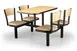 JustChair CLUS-IS-4S-WB Cluster Table Unit, 24" x 42", Island Style, 4 Padded Swivel Seats, Black Wood, Welded Steel Frame 1 image