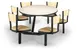 JustChair CLUS-RD48-6S-WB Cluster Table Unit, Round, 48 Dia, Island Style, 6 Padded Swivel Seats, Black Wood, Welded Steel Frame 1 image