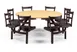 JustChair CLUS-RD60-8S-MB Cluster Table Unit, Round, 60Dia, Island Style, 8 Padded Swivel Seats, Black 1 image
