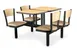 JustChair CLUS-ST-4S-WB Cluster Table Unit, Island Style, 2 Tops 21x24, 4 Padded Swivel Chairs, Black Wood and Steel Frame 1 image