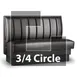 JustChair JBSB-UCH-TQ-42-GR3 3/4 Circle Corner Booth, Vertical Channel Back, Upholstered Seat, 42" Height 1 image