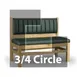 JustChair JBSB-WT-UCH-TQ-36-GR2 3/4 Circle Banquette Bench, Vertical Channel Back, Upholstered Seat, 36" Height 1 image