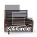 JustChair JBSB-WT-UHC-TQ-36-GR3 3/4 Circle Banquette Bench, Horizontal Channel Back, Upholstered Seat, 36" Height 1 image