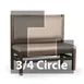 JustChair JBSB-WT-UPL-TQ-42-GR3 3/4 Circle Banquette Bench, Plain Back, Upholstered Seat, 42" Height 1 image