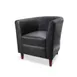 JustChair LA587N-BLK Lounge Arm Chair, Upholstered Rounded Back, High Arms, German Beech Wood Frame, 100,000 DR Black Vinyl 1 image
