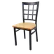 JustChair M27118-BLK-SS Solid Wood Seat Restaurant Side Chair, Black Steel Frame, Grid Back 1 image