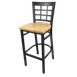 JustChair M27130-BLK-SS Bar Stool – Solid Wood Seat, Black 18G Steel Frame, Grid Back, Armless Rest, Black Glides 1 image