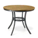 JustChair PW806TT-36R 36" Round Outdoor Dining Table, Teak Oil Perma-Wood Top, Dark Gray Aluminum Base 1 image