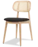 JustChair W36718-COM Natural Cane Floating Back Side Chair, Solid Wood Frame, Upholstered Seat 1 image