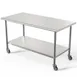 Koolmore CT3060-18C 60" Open Base Work Table with Undershelf & Casters, 18 Gauge Flat Top 1 image