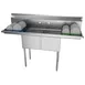 Koolmore SB151512-15B3 60" Two Compartment Sink, 15"W x 15"L Bowl With 2 Drainboards 1 image