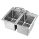 Krowne HS-2619 Hand Sink, Two-Compartment, Drop-In, 26"W X 18"D X 10"H Oa 1 image